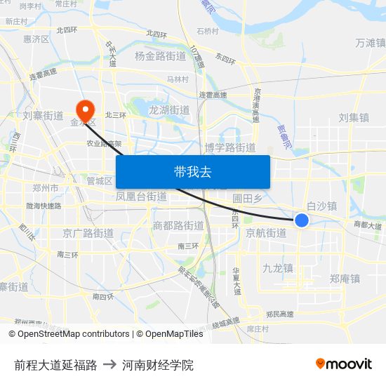 前程大道延福路 to 河南财经学院 map