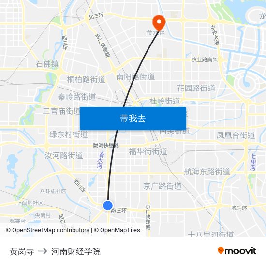 黄岗寺 to 河南财经学院 map