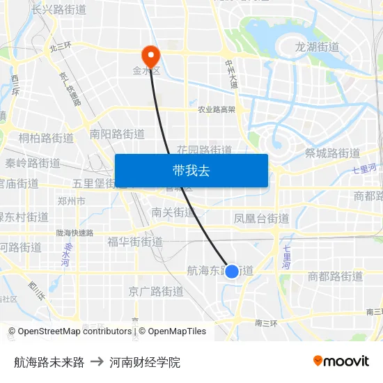 航海路未来路 to 河南财经学院 map