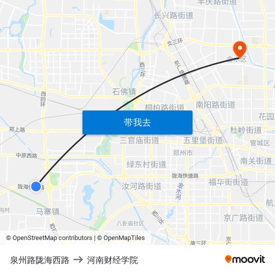 泉州路陇海西路 to 河南财经学院 map