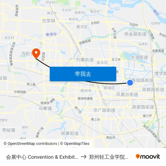 会展中心 Convention & Exhibition Center to 郑州轻工业学院科学校区 map