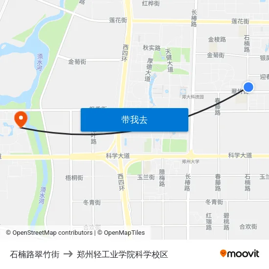 石楠路翠竹街 to 郑州轻工业学院科学校区 map