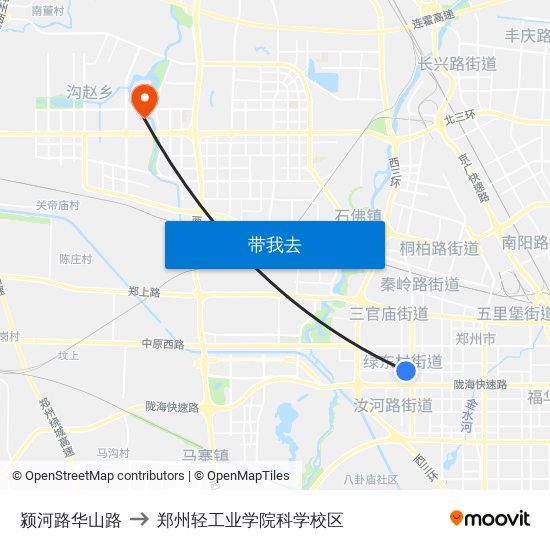 颍河路华山路 to 郑州轻工业学院科学校区 map