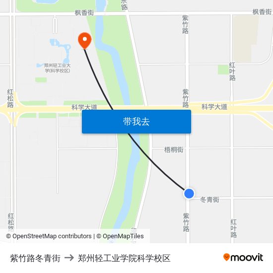 紫竹路冬青街 to 郑州轻工业学院科学校区 map