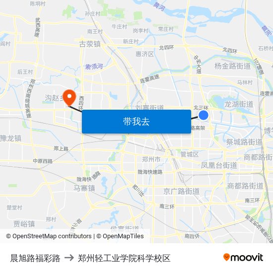 晨旭路福彩路 to 郑州轻工业学院科学校区 map