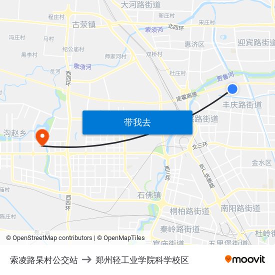 索凌路杲村公交站 to 郑州轻工业学院科学校区 map