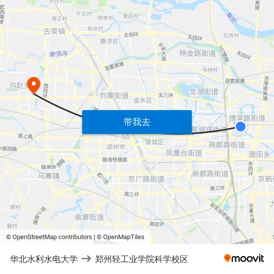 华北水利水电大学 to 郑州轻工业学院科学校区 map