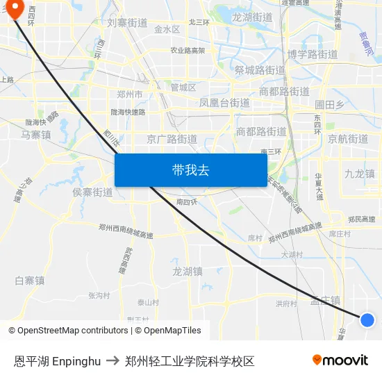 恩平湖 Enpinghu to 郑州轻工业学院科学校区 map