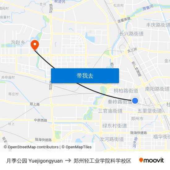 月季公园 Yuejigongyuan to 郑州轻工业学院科学校区 map