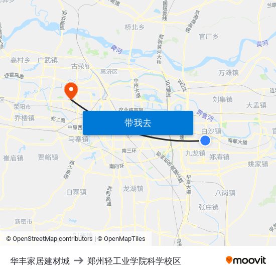 华丰家居建材城 to 郑州轻工业学院科学校区 map