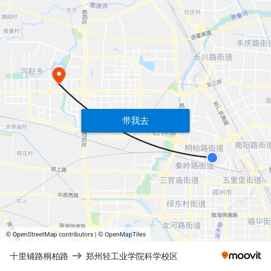 十里铺路桐柏路 to 郑州轻工业学院科学校区 map