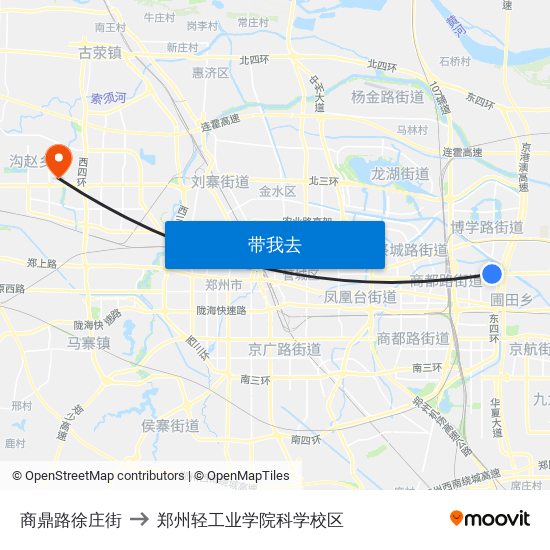 商鼎路徐庄街 to 郑州轻工业学院科学校区 map