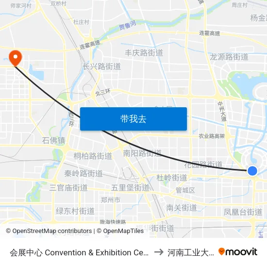 会展中心 Convention & Exhibition Center to 河南工业大学 map