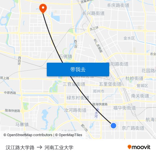 汉江路大学路 to 河南工业大学 map