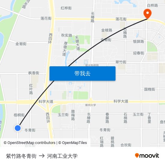 紫竹路冬青街 to 河南工业大学 map