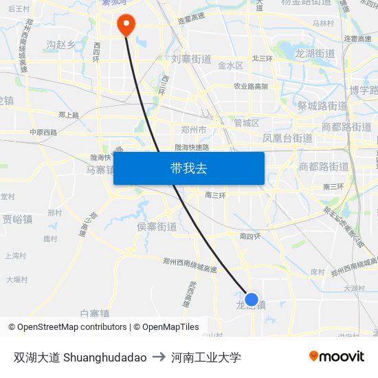双湖大道 Shuanghudadao to 河南工业大学 map