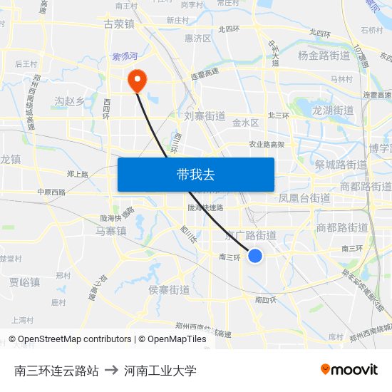 南三环连云路站 to 河南工业大学 map