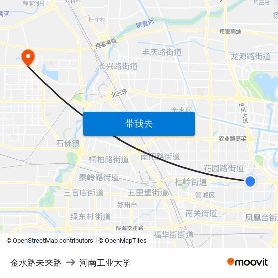 金水路未来路 to 河南工业大学 map