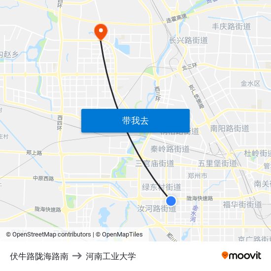 伏牛路陇海路南 to 河南工业大学 map