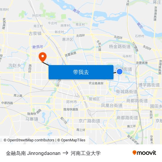 金融岛南 Jinrongdaonan to 河南工业大学 map