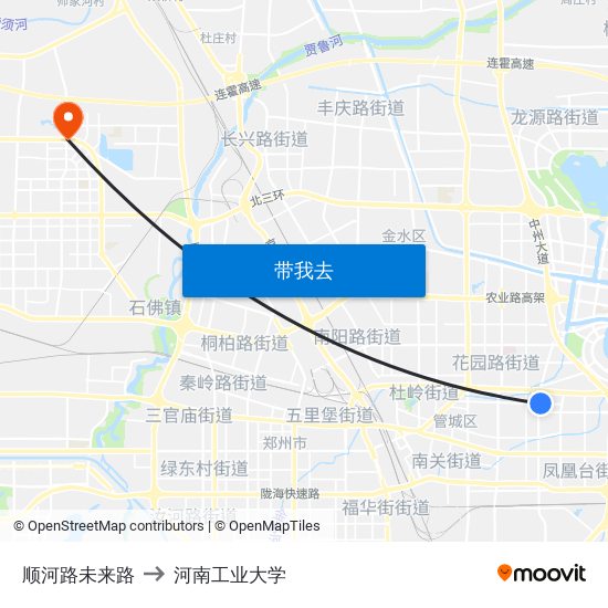 顺河路未来路 to 河南工业大学 map