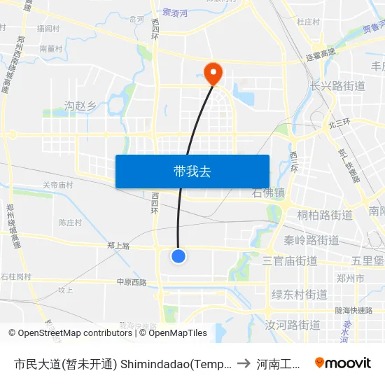 市民大道(暂未开通) Shimindadao(Temporary Not Open) to 河南工业大学 map