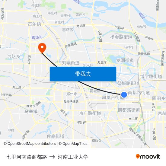 七里河南路商都路 to 河南工业大学 map