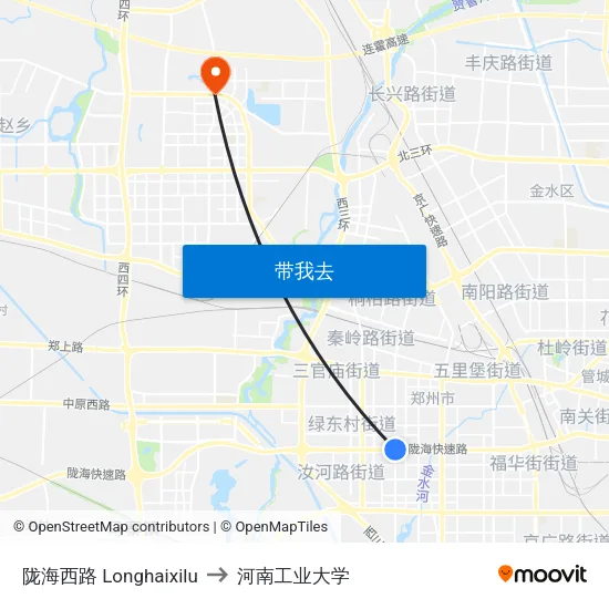 陇海西路 Longhaixilu to 河南工业大学 map