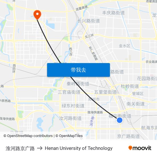 淮河路京广路 to Henan University of Technology map