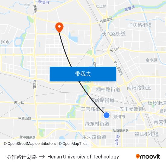 协作路计划路 to Henan University of Technology map