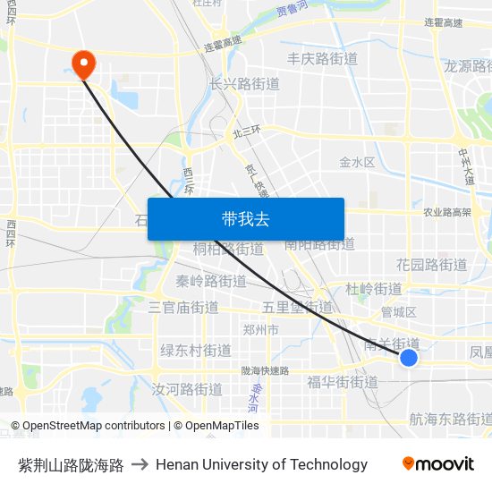 紫荆山路陇海路 to Henan University of Technology map