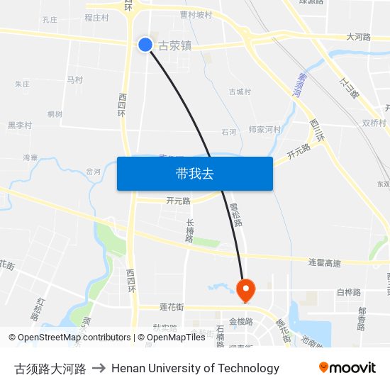 古须路大河路 to Henan University of Technology map