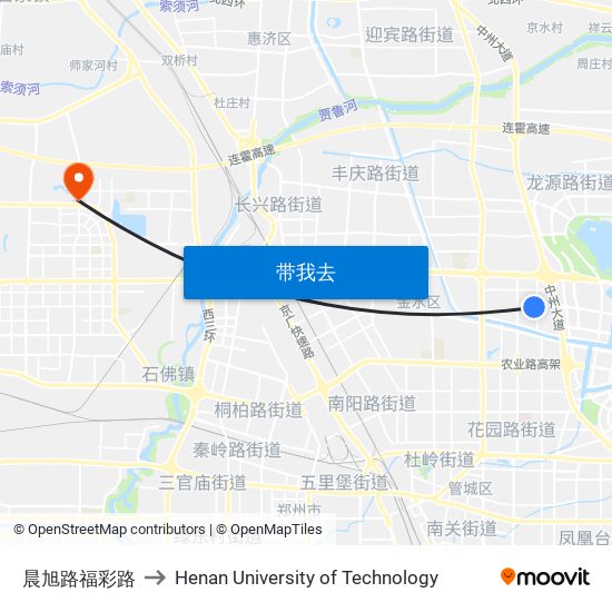 晨旭路福彩路 to Henan University of Technology map