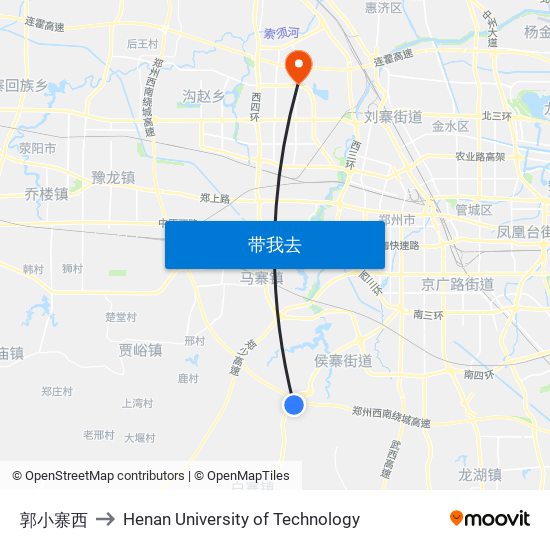 郭小寨西 to Henan University of Technology map