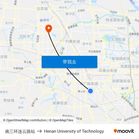 南三环连云路站 to Henan University of Technology map