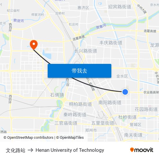 文化路站 to Henan University of Technology map