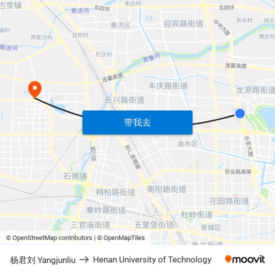 杨君刘 Yangjunliu to Henan University of Technology map