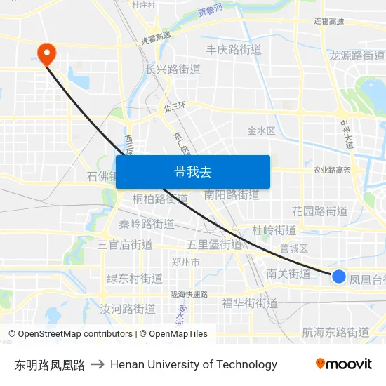东明路凤凰路 to Henan University of Technology map
