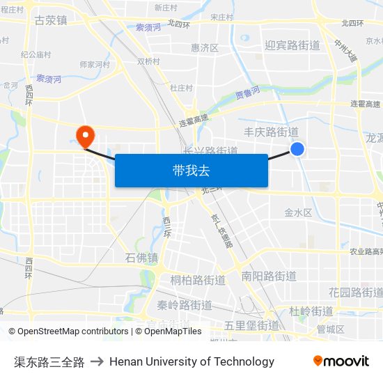 渠东路三全路 to Henan University of Technology map