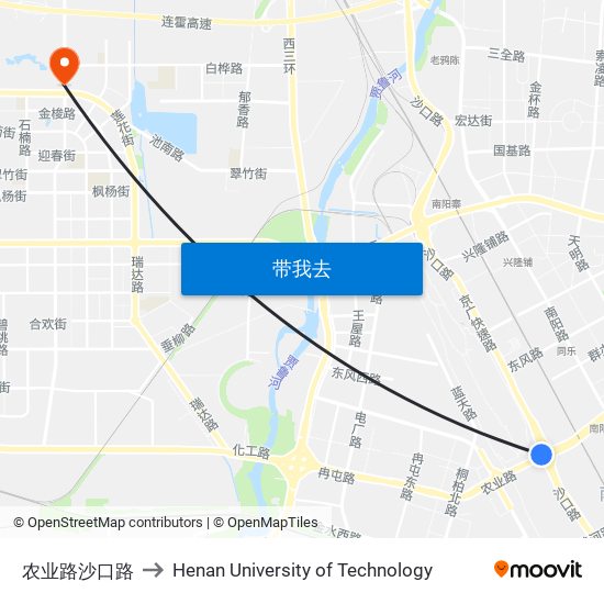 农业路沙口路 to Henan University of Technology map