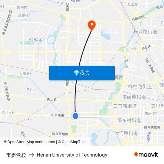 市委党校 to Henan University of Technology map