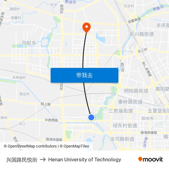 兴国路民悦街 to Henan University of Technology map