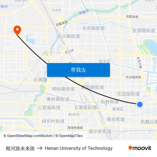 顺河路未来路 to Henan University of Technology map