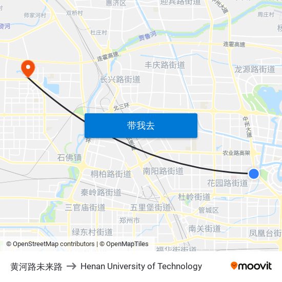 黄河路未来路 to Henan University of Technology map