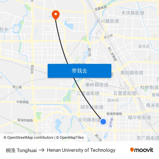 桐淮 Tonghuai to Henan University of Technology map