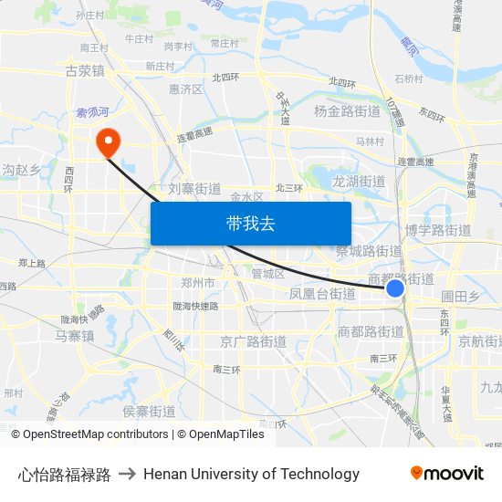 心怡路福禄路 to Henan University of Technology map