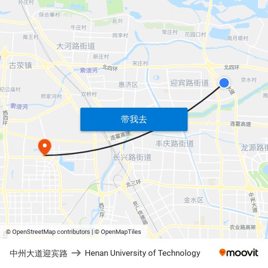 中州大道迎宾路 to Henan University of Technology map