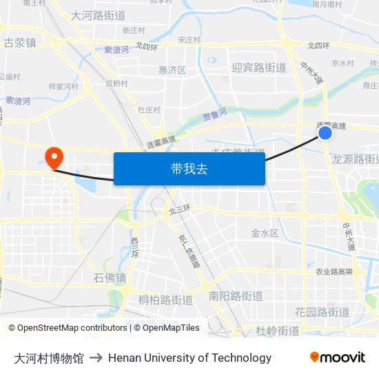 大河村博物馆 to Henan University of Technology map