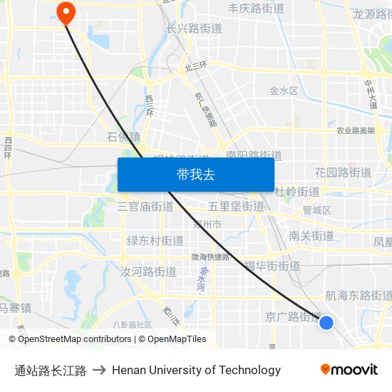 通站路长江路 to Henan University of Technology map