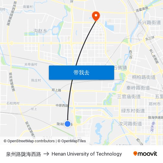 泉州路陇海西路 to Henan University of Technology map